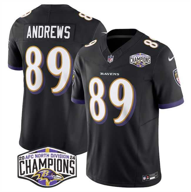 Men%27s Baltimore Ravens #89 Mark Andrews Black F.U.S.E 2024 AFC North Division Champions Vapor Limited Jersey->baltimore ravens->NFL Jersey